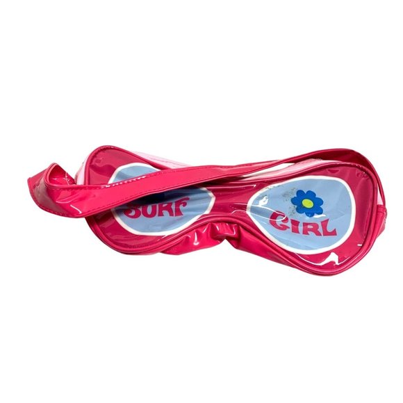 Sunglasses shaped 2 pc purse and lipstick bag Surf Girls Pink Vinyl 10x4-2 4x1.5 - Picture 1 of 5
